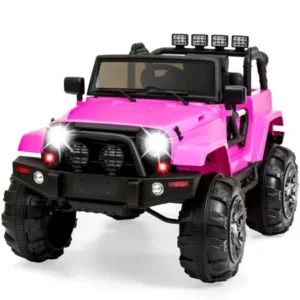 Best Choice Products 12V Ride On Car Truck w/ Remote Control, 3 Speeds, Spring Suspension, LED Light - Pink