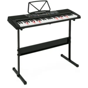 Best Choice Products 61-Key Starter Electronic Keyboard Musical Instrument w/ Light-Up Keys, Adjustable H-Stand - Black