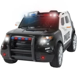 Best Choice Products Kids 12V Electric Police Ride-On SUV with RC, Lights/Sounds, AUX, Black