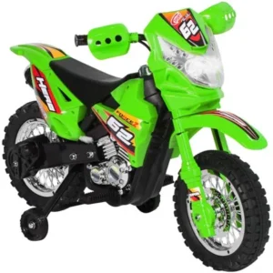 Best Choice Products 6V Electric Kids Ride On Motorcycle Dirt Bike w/ Training Wheels (Green)