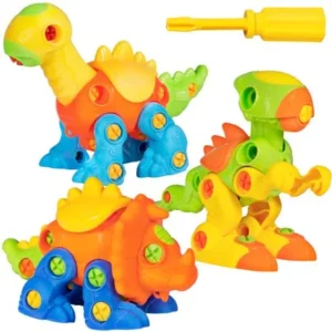 Best Choice Products Kids 106-Piece Set Of 3 Dinosaur Vehicle Take-Apart Puzzle STEM Toy Playset w/ Tools