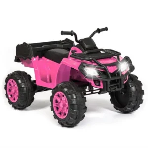 Best Choice Products 12V Kids Powered ATV Quad 4-Wheel Ride On Car w/ 2 Speeds, Spring Suspension, MP3, Storage - Pink