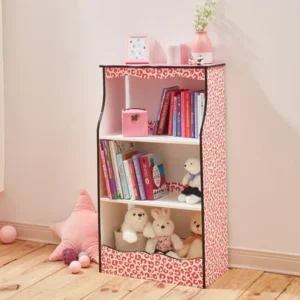 Teamson Kids - Fashion Leopard Prints Karlie Bookshelf - Pink / Black