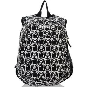 O3KCBP016 Obersee Mini Preschool All-in-One Backpack for Toddlers and Kids with integrated Insulated Cooler | Skulls