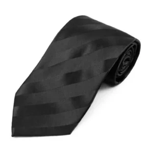 Boys Black Solid Color Tonal Stripe Prep Ties