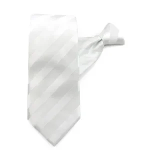 Boys White Solid Color Tonal Stripe Clip On Ties