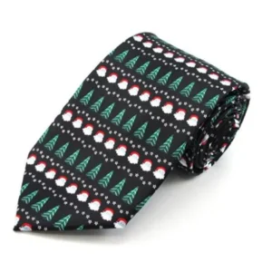 Boys Santa and Christmas Tree Stripe Tie