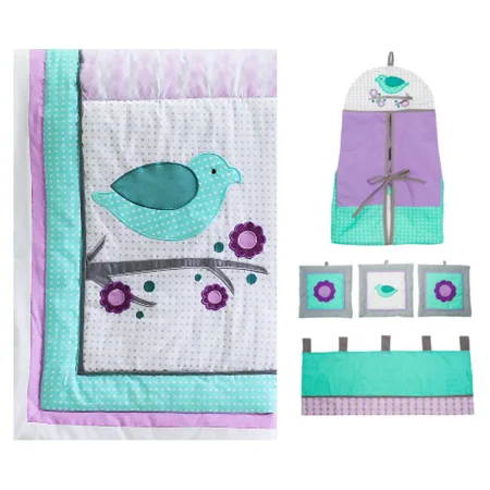 Pam Grace Creations Lovebird 10 Piece Crib Bedding Set, Lavendar