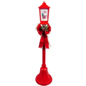 Holiday Time Christmas Lamp Posts With Snow Blowing Scenes Clear Light, Playing Christmas Songs