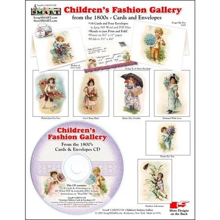 ScrapSMART Childrens Fashion Gallery From the 1800s Cards and Envelopes CD-ROM