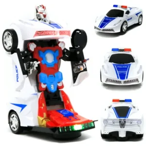 Retailery 2-In-1 Robot Toy Police Car Transformer Robot With Lights And Sounds