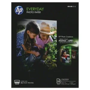 HP Everyday Photo Paper, Semi-Gloss, 25 sheets, 8.5 x 11-inch (Q5498A)