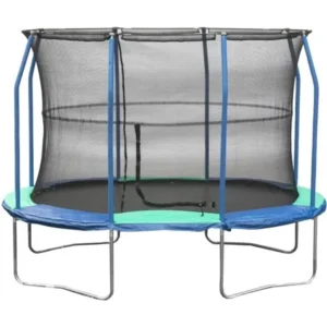 Jumpking Oval Trampoline 8 x 11.5 Foot Trampoline, with Safety Enclosure, Blue/Green