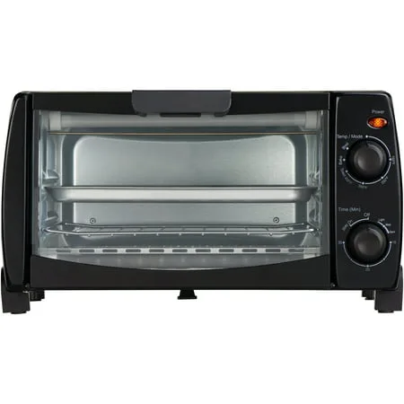 Mainstays 4 Slice Black Toaster Oven with Dishwasher-Safe Rack & Pan, 3 Piece