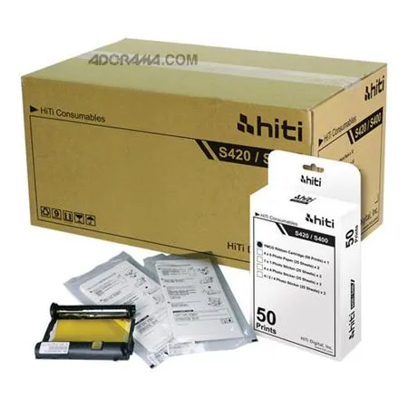 HiTi 4x6" 50 Prints Photo Paper & Ribbon Pack for S400/420 Printer - Carton (12 Packs)
