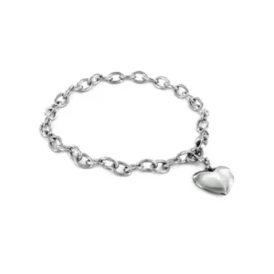 Stainless Steel Polished Heart Charm Bracelet