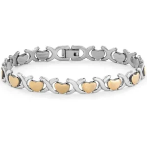 ELYA Stainless Steel Gold-Tone Heart Link Bracelet