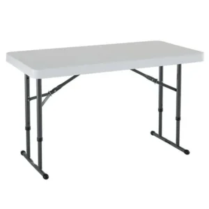 Lifetime 4' Adjustable Folding Table, White Granite, 80160