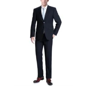 Albani Men's Dark Navy Classic Fit Italian Styled Two Piece Suit