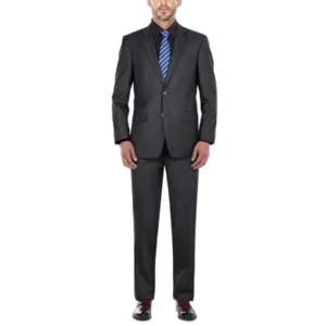 Verno Barzetti Big Men's Dark Grey Classic Fit Italian Styled Two Piece Suit