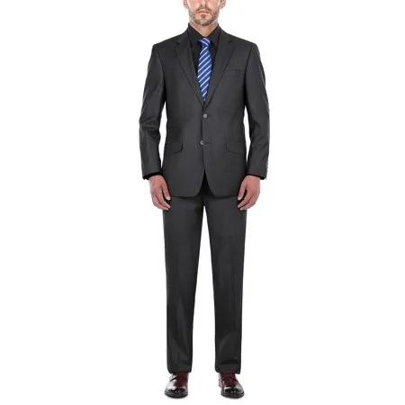 Verno Barzetti Men's Dark Grey Slim Fit Italian Styled Two Piece Suit