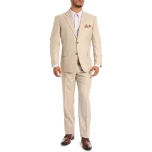 Verno Crespo Men's Tan Classic Fit Italian Styled Two Piece Suit