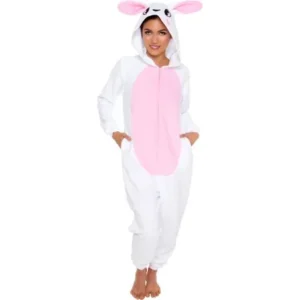 Silver Lilly Adult Slim Fit One Piece Halloween Costume Bunny Animal Pajamas