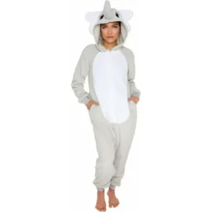 Silver Lilly Adult Slim Fit One Piece Elephant Halloween Costume Pajamas