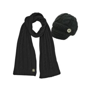 Cable Knit Newsboy Cabbie Hat & Scarf Matching Set