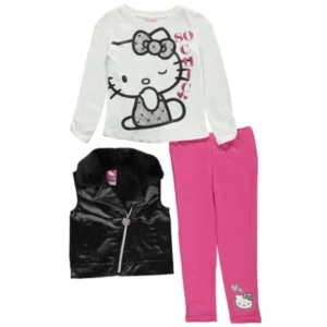 Hello Kitty Little Girls' Toddler "Kitty on the Go" 3-Piece Outfit (Sizes 2T - 4T)