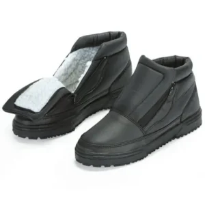 Water Resistant Fleece Insulated Snow Boots with Flip-Out Ice Grippers and Skid-Resistant Soles