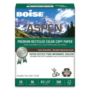 Boise ASPEN Premium Recycled Paper, 96 Bright, 28lb, Letter, White, 500 Sheets -CASACC2811