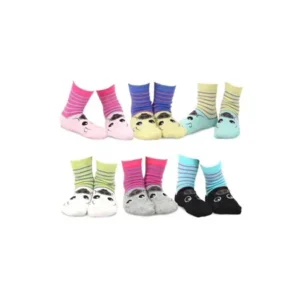 TeeHee Kids Girls Cotton Fashion Animals Face Design Socks 6 Pair Pack (9-10 Years, Pig Face)