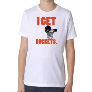 I Get Basketball Buckets Trendy Funny Boy's Cotton Youth T-Shirt