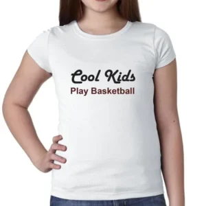 Cool Kids Play Basketball Trendy Girl's Cotton Youth T-Shirt