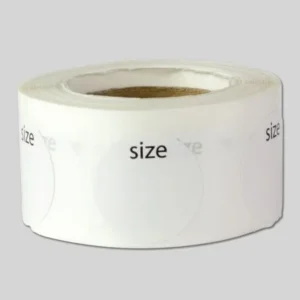 Round Size Sticker (3/4 inch, 300 Stickers per Roll, White-Black) for Retail & Yard Sales