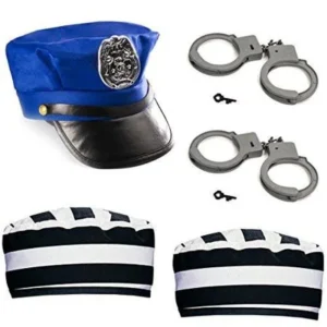 Cops and Robbers Party Supplies - Police and Robber Costume - Prisoner Hat - 5 PC Jail Costume by Funny Party Hats
