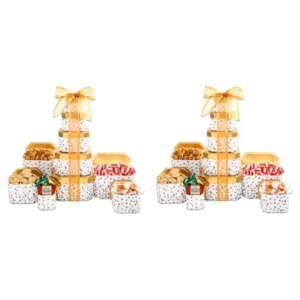 Two Chocolate, Candy & Popcorn filled Alder Creek Holiday Gift Basket Gold Towers, 5 pc (Pack of 2)