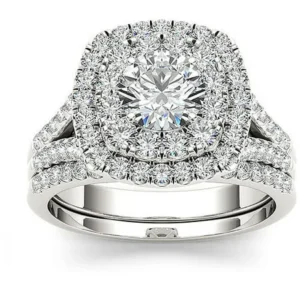 Imperial 2 Carat T.W. Diamond Double Halo 10kt White Gold Engagement Ring