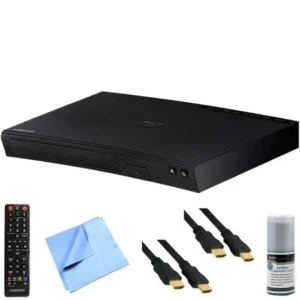 Samsung BD-J5700 - Wi-Fi Blu-ray Disc Player Plus Hook-Up Bundle - Bundle Includes Blu-ray Player 2 x 6 ft High Speed 3D Ready 120hz Ready 1080p HDMI Cables, Performance TV/LCD Screen Cleaning Kit,