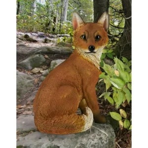 Design Toscano Woodie the Woodland Fox Garden Animal Statue, 14 Inch, Polyresin, Full Color