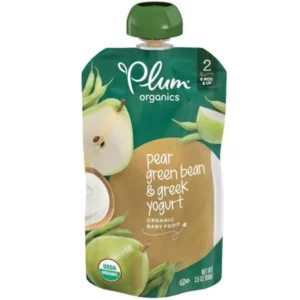 Plum Organics Baby Food - Organic - Green Bean Pear and Greek Yogurt - Stage 2 - 6 Months and Up - 3.5 .oz - Case of 6