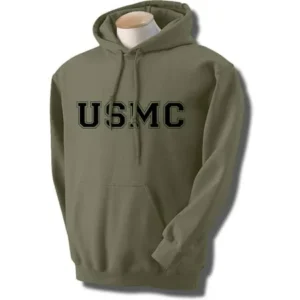 USMC Athletic Marines Hooded Sweatshirt in Military Green