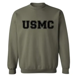 USMC Athletic Crewneck Sweatshirt in Military Green