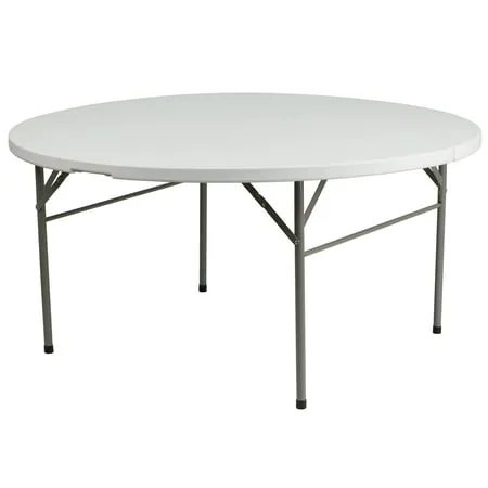 Flash Furniture 60'' Round Bi-Fold Granite White Plastic Folding Table