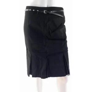 Style & Co. Petite Pencil Flare Pleat Skirt w/Studded Belt Womens size 6P Stretch Career Pleated Knee-Length Black Solid Designer Fashion