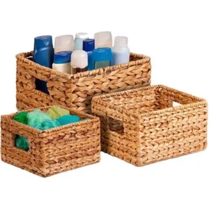Honey Can Do Durable Nesting Water Hyacinth Baskets, Brown (Set of 3)