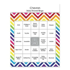 Chevron Rainbow - Baby Shower Game Bingo Cards - 16 Count