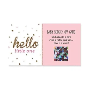 Hello Little One - Pink and Gold - Girl Baby Shower Game Scratch Off Cards - 22 Count