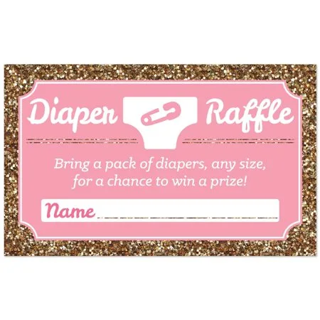 Hello Little One - Pink and Gold - Diaper Raffle Girl Baby Shower Game -18 Count
